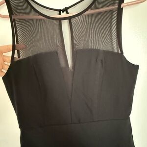 Elegant Black Sleeveless Dress with Sheer Panel